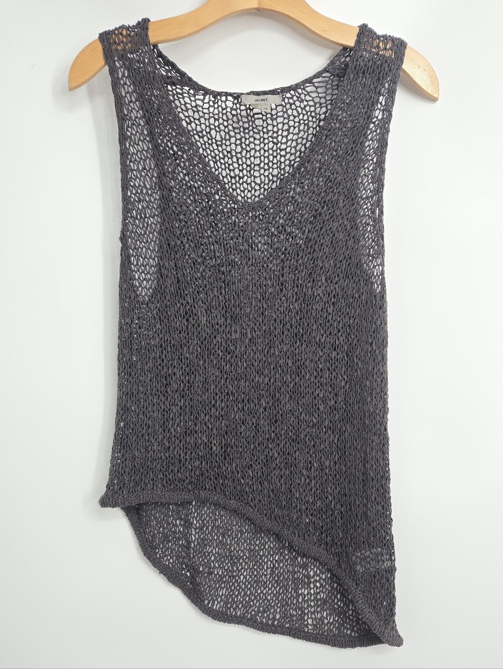 Helmut Lang Sheer Knit Tank Top Gray Cotton - Picture 2 of 10
